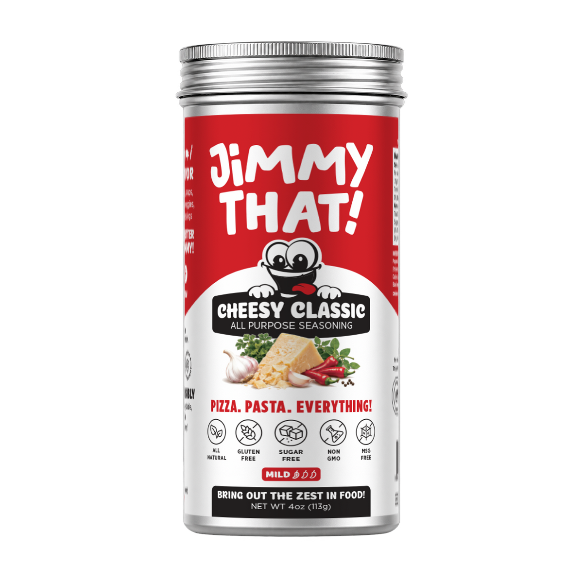 Jimmy That! Cheesy Classic all-purpose seasoning, 4 oz aluminum shaker jar