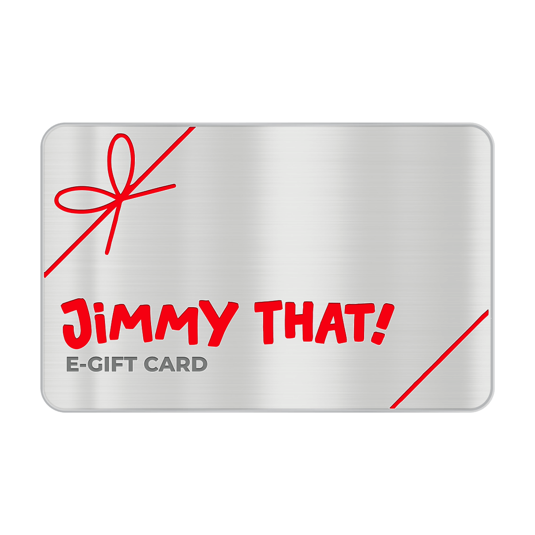 Silver Jimmy That! e-gift card with a red ribbon design